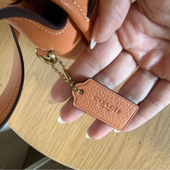 Coach Tabby Pebbled Leather Messenger 19 Faded Orange Crossbody Bag - Picture 11 of 16